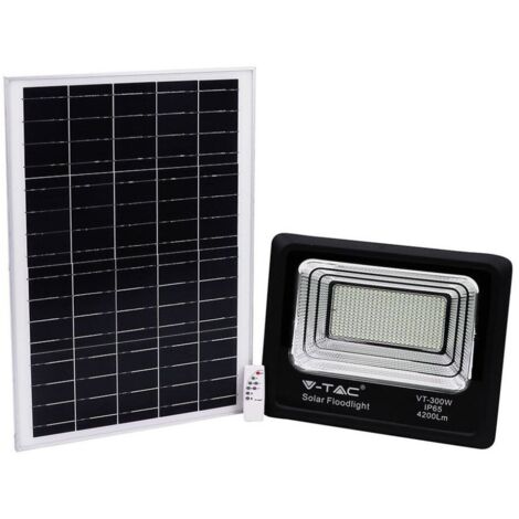 V-TAC VT-300W FARO LED 50W A BATTERIA CON PANNELLO SOLARE E TELECOMANDO - SKU 8578 / 94027  Bianco Freddo