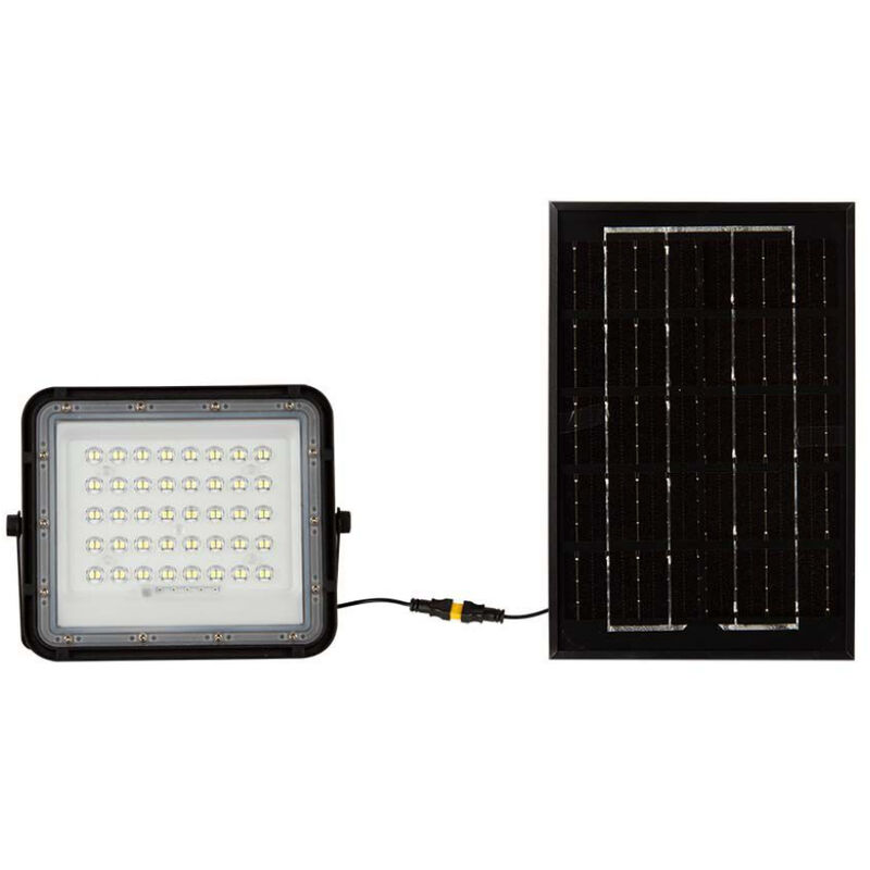 V-tac - Projecteur led avec télécommande et panneau solaire Batterie remplaçable 6W càble 3m Couleur Noir 6400K