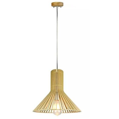 V-TAC VT-3350 Hölzerne Pendelleuchte modern mit Chrom dekorativem Lampenschirm E27 Ф350mm - SKU 40511