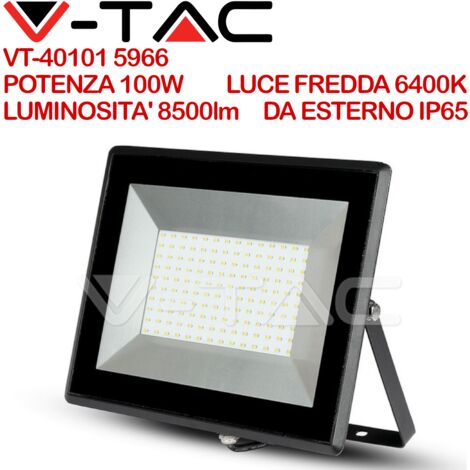 V-TAC VT-40101 Faro LED SMD 100W E-Series Colore Nero IP65 Bianco freddo - 6500K