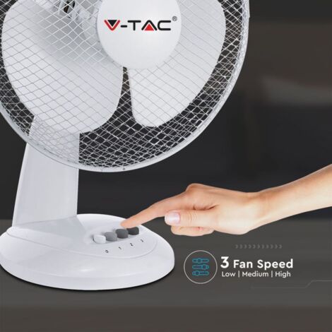 V-TAC VT-4017-3 40W 16" Tischventilator mit Knock-Down 3-Flügel Oszillationsfunktion weißer Körper IP20 - sku 7925