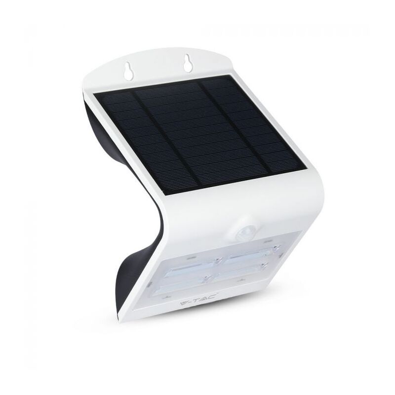 Applique led V-tac VT-768 3W avec panneau solaire et détecteur de mouvement corps blanc IP65 - sku 7523