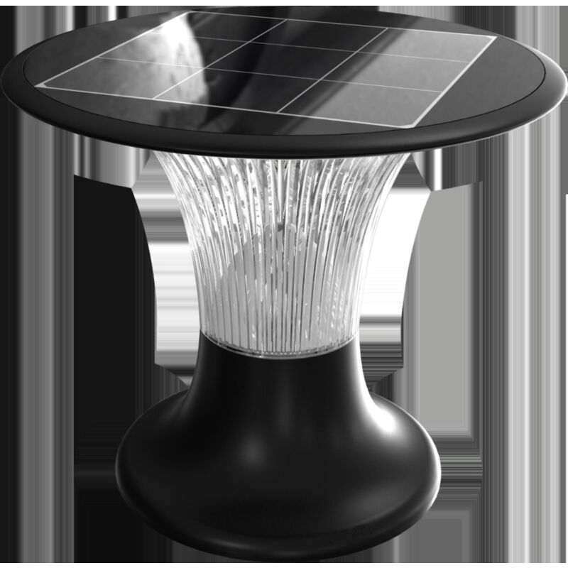 Lampadaire solaire led 15W LiFePO4 3.2V Batterie Noir Couleur cct : 6000K+4000K IP65