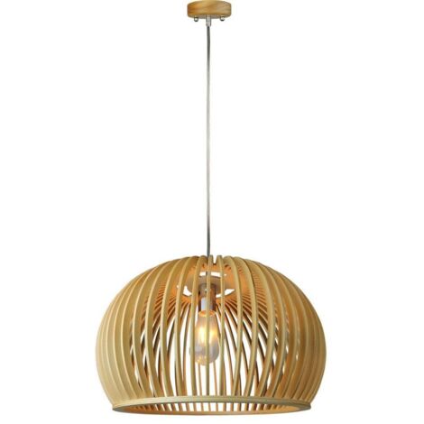 V-TAC VT-4280 Hölzerne Pendelleuchte modern mit Chrom dekorativem Lampenschirm E27 Ф440mm - SKU 40541