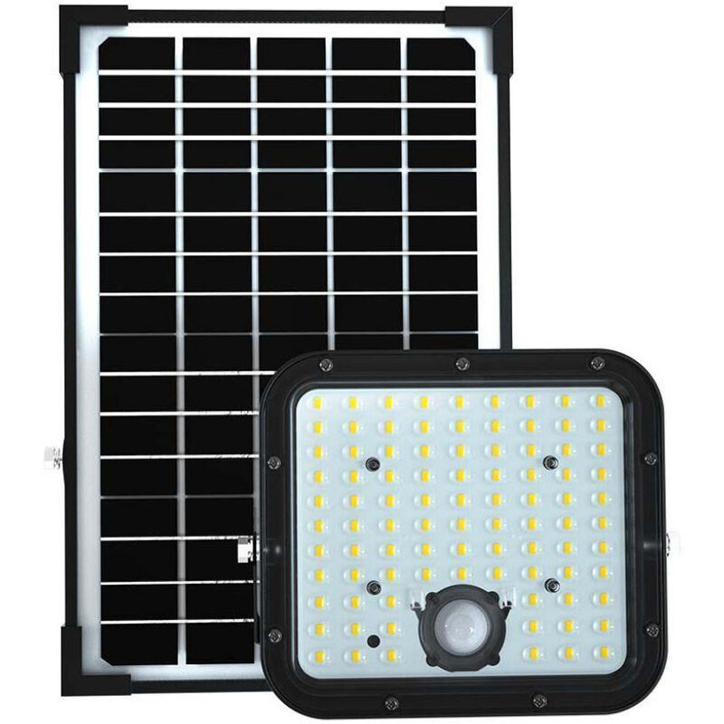 Image of Faro led 30W 6000K con pannello solare e telecomando, con sensore di movimento e crepuscolare, nero V-tac VT-432-B 10311
