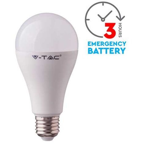 V-TAC VT-51015 ampoule led E27 15W A90 blackout avec batterie 4.5 heures  lumière 4000k lampe de secours utilisable comme torche sku 7795