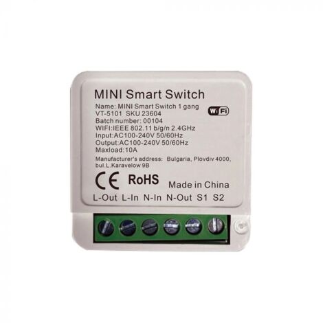 V-TAC  VT-5101 Mini Interruttore smart Wi-Fi 1 Canale switch - 23604