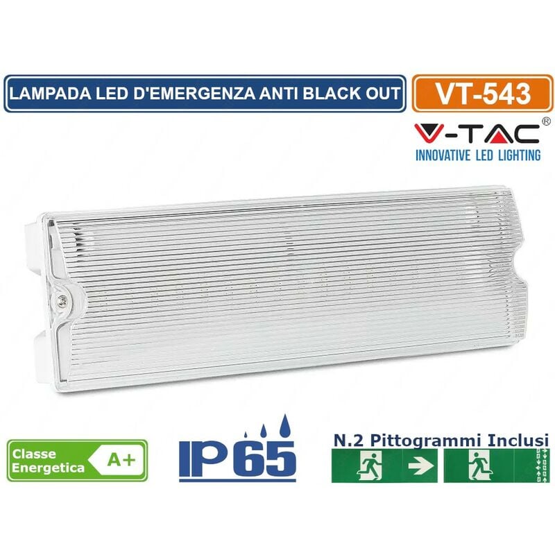 V-tac - luce di uscita di emergenza da 3 w. 6000K