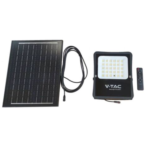 V-TAC VT-55300 Projecteur LED 2400lm alimenté par panneau solaire batterie photovoltaïque 20W avec télécommande lumière blanche froide 6400k sku 6970 - Brun