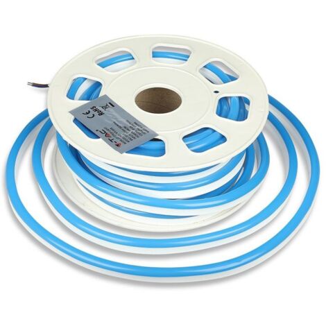 V-TAC VT-555 LED Streifen Neon Flex 24V flexible Spule 10mt 8W/m hellblau 120led/mt IP65 - SKU 2515