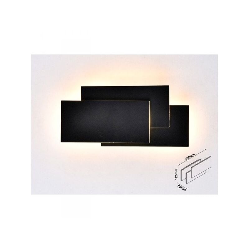 Applique Lampada led da Muro 12W 4000K Carcassa Nera Rettangolare con Forme Sovrapposte IP20 SKU-8205