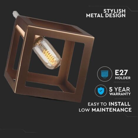 V-TAC VT-7161 Rhomboid-Würfel-Hängelampenfassung aus Metall 1MT E27 Ф250mm Champagner-Goldfarbe Sku 3833