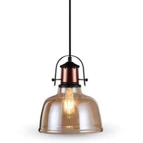 V-TAC VT-7220 Lampadario led Vintage industriale 1MT E27 Elegant Ф220mm metallo e vetro ambrato