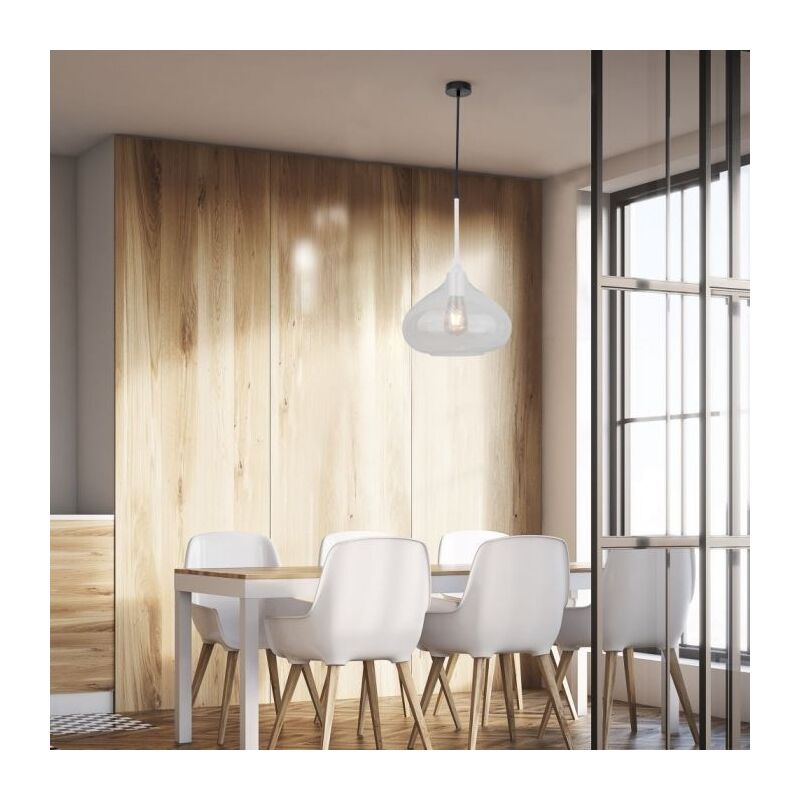 V-TAC VT-7281 Lustre goutte de verre Led 1MT Ф285mm finition brillante transparente E27 support de lampe V-TAC VT-7281 Lustre goutte de verre Led 1MT Ф285mm finition brillante transparente E27 support de lampe