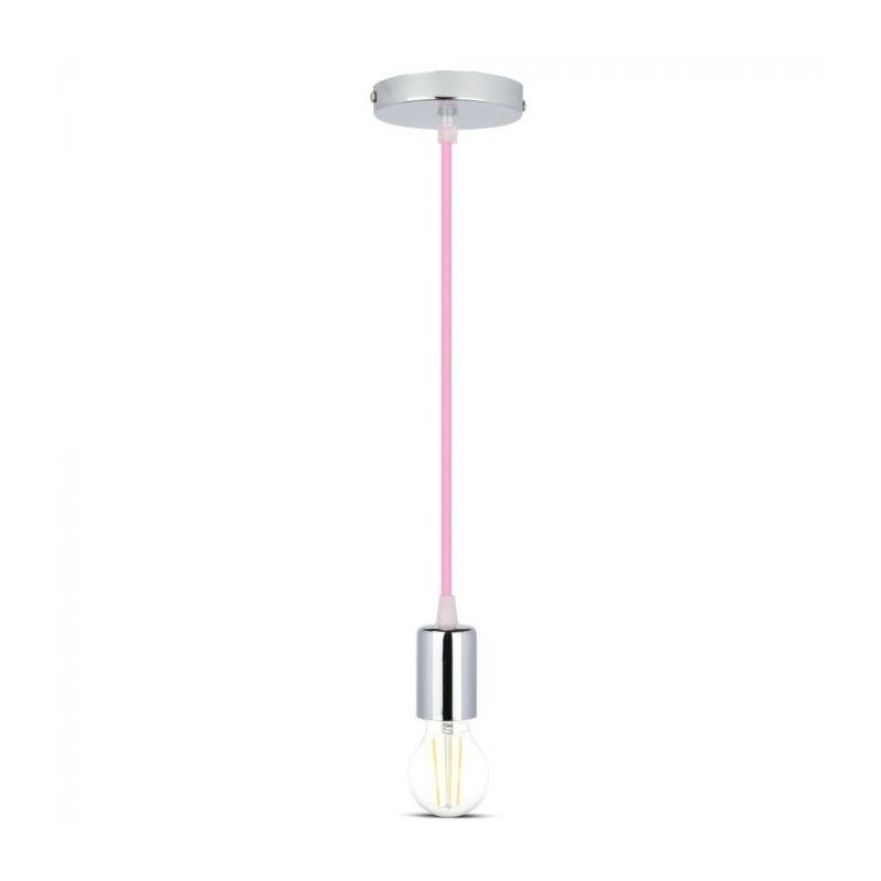 V-TAC VT-7338 Lustre suspendu 1MT E27 en métal avec câble de couleur rose Ф39mm IP20 - SKU 3789