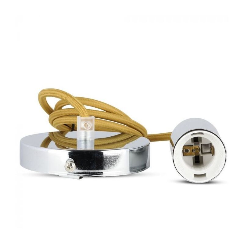 V-TAC VT-7338 Lustre suspendu 1MT E27 en métal avec câble de couleur beige Ф39mm IP20 - SKU 3794 V-TAC VT-7338 Lustre suspendu 1MT E27 en métal avec câble de couleur beige Ф39mm IP20 - SKU 3794