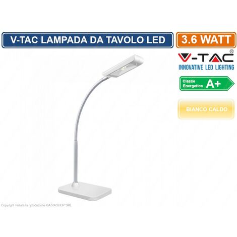 Gasiashop - VT-7507 - V-TAC VT-7507 LAMPADA LED DA TAVOLO 7W ORIENTABILE  DIMMERABILE COLORE BIANCO - SKU 8673