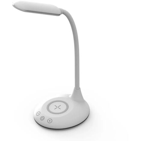 V-TAC VT-7505 Lampe table LED 4W touch changement de couleur 3in1 dimmable avec wireless charging corps souple blanc - SKU 8605
