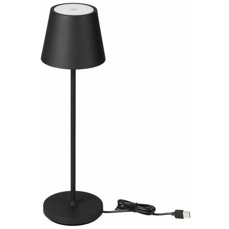 V-TAC VT-7522 Lampada da tavolo LED 2W bianco caldo 3000K con batteria 4400mA Wireless Charging pulsante ON/OFF dimmerabile touch colore nero IP54 - SKU 7652
