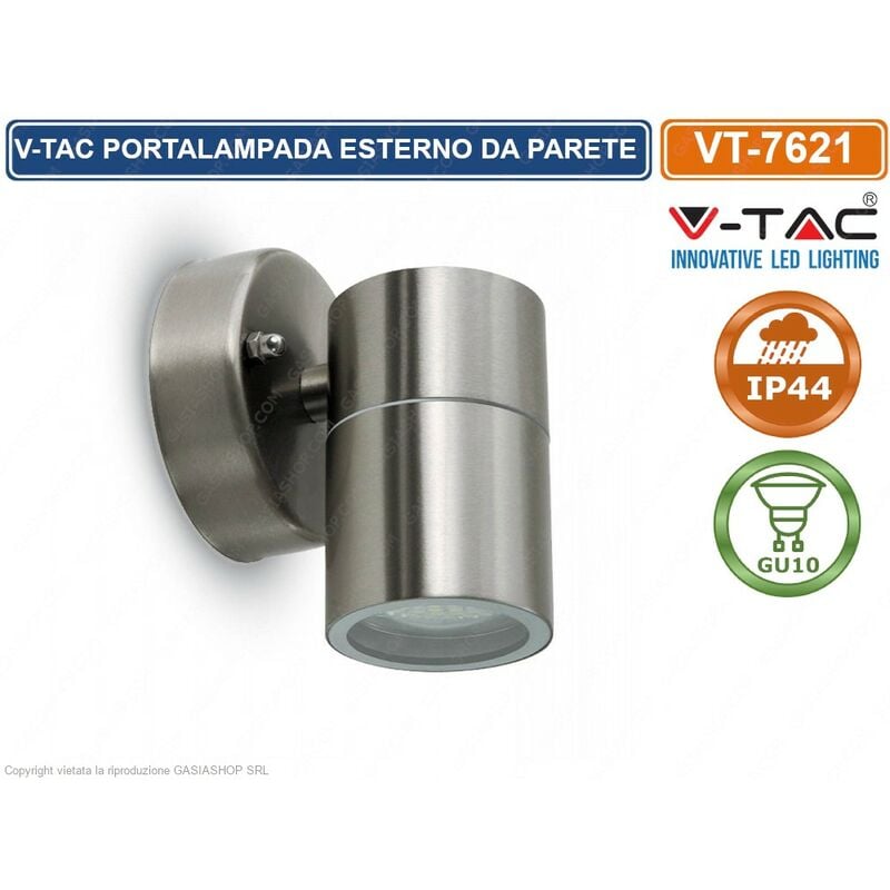 Image of V-tac - VT-7621 portalampada wall light da muro per lampadine GU10 da esterno IP44 - sku 7501