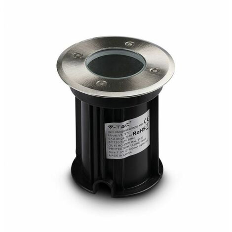 V-TAC VT-7677 Einbaulampenhalter Einbaulampe begehbar rund schwarz und stahlfarben GU10 IP65 - SKU 7515