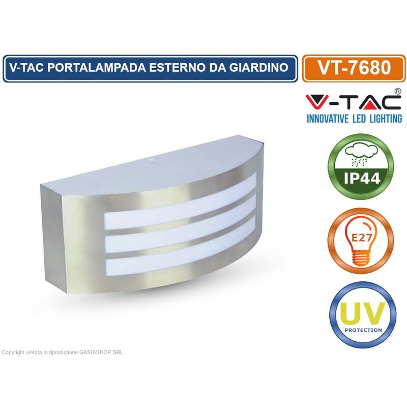 Image of V-Tac Vt-7680 Portalampada Wall Light Da Muro Per Lampadine E27 - Sku 7514 Da Esterno Ip44