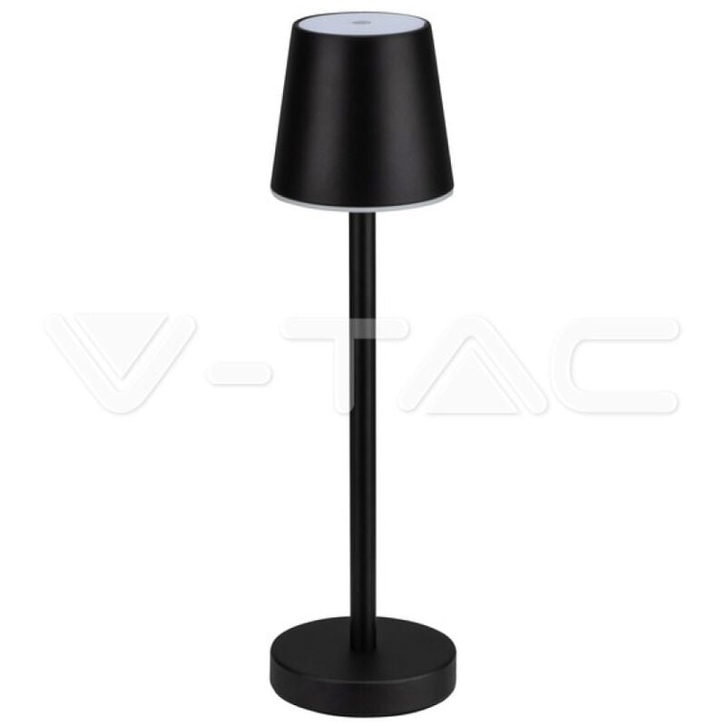 V-tac - Lampe de table led 3W Noir Couleur Rechargeable avec Micro-USB Touch Dimmable 4000K