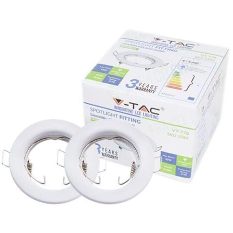 CLAREO V-TAC VT-778 3584 Confezione da 2 portafaretti LED da Incasso Rotondo GU10 Colore Bianco