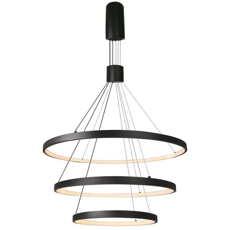 VT-7924 Lustre suspension led dimmable 3 cercles suspendus 46W en métal au Design Moderne 80150cm Couleurs noir 3000K - 15345 - V-tac