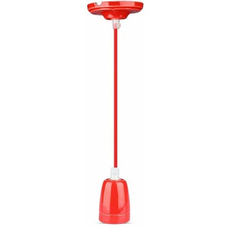 V-TAC VT-7998 Porzellan-Pendelleuchte 1 m E27 Ф47 mm rotes Seilkabel IP20 – SKU 3807