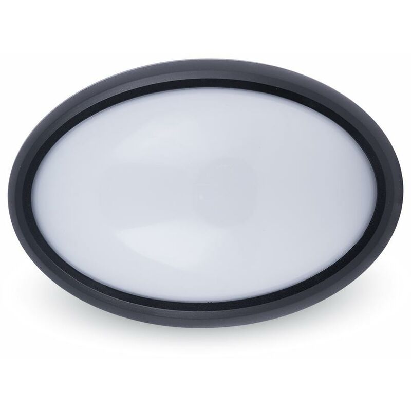 Image of 8W plafoniera led ovale corpo nero bianco naturale IP66 4500K - Luce naturale