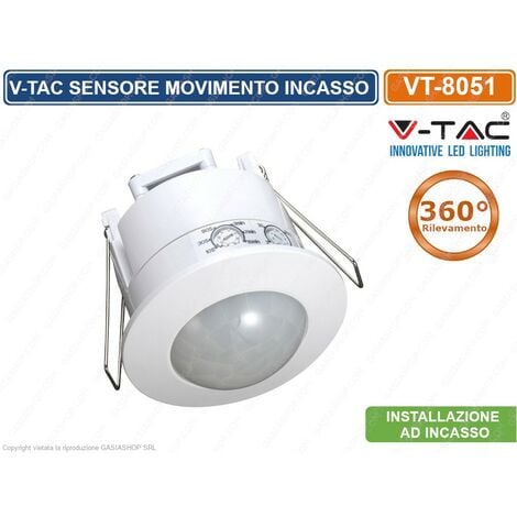 V-TAC Sensore di movimento infrarossi IR + Crepuscolare IP20 per lampade LED  Mod VT-8022 sku 5082