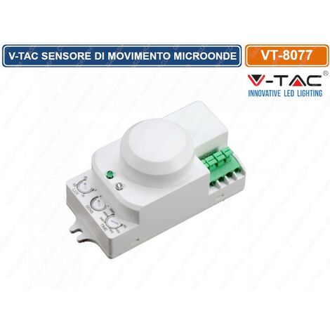 V-TAC VT-8077 Sensore di movimento a microonde 360° con crepuscolare per lampadine led IP20 - sku 1446