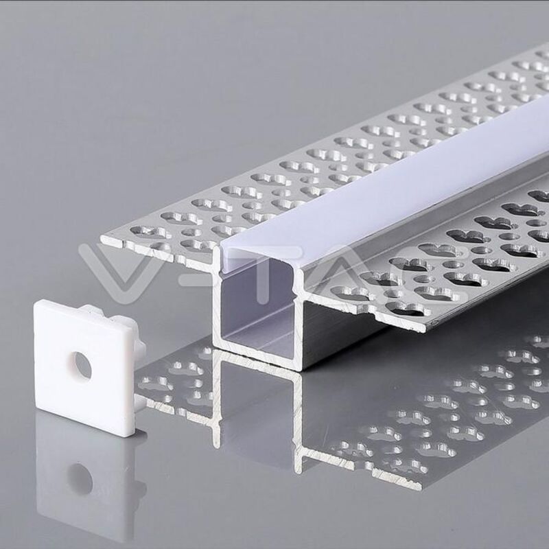 Profilé aluminium argenté V-tac pour bande led encastrée (l max. 12,4 mm) satiné 2 000 x 55 x 15 mm