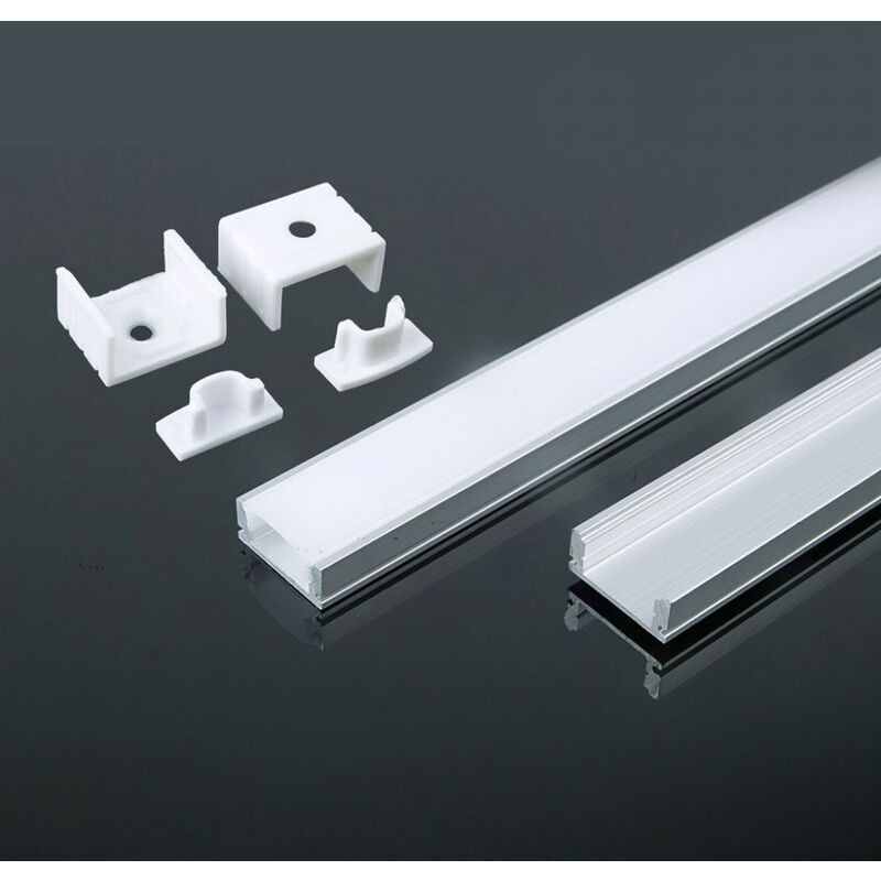 V-TAC Profilo Alluminio Bianco per Strip LED (Max l: 12,4mm) 2000x17,4x7mm