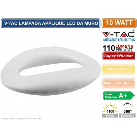 V-TAC VT-811 LAMPADA DA MURO WALL LIGHT LED 10W FORMA ARROTONDATA COLORE BIANCO - SKU 8307 / 8308 - Colore Luce: Bianco Naturale