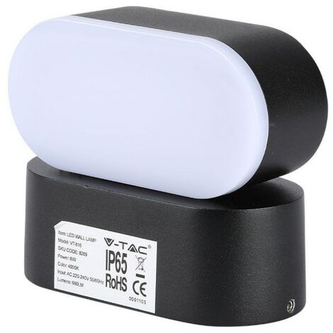 V-TAC VT-816 5W LED Wandleuchte schwarz drehbarer Kopf Wandleuchte naturweiß 4000K IP65 - SKU 218289