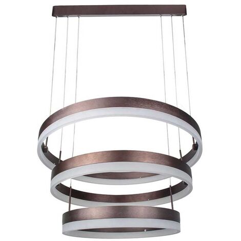 V-TAC VT-82-3-C lustre led suspendu avec anneaux en métal 80W avec 3 cercles couleur café lumière 3000k dimmable - 3991