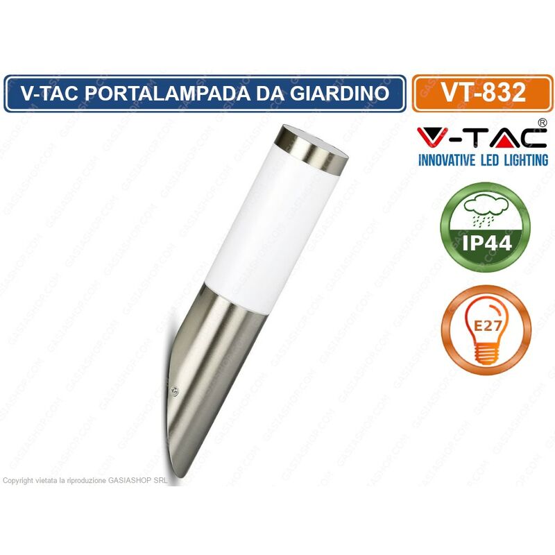Image of V-tac - VT-832 portalampada da giardino wall lamp da muro rotondo per lampadine E27 IP44 - sku 8623