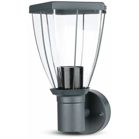 V-TAC VT-835 Gartenwandleuchte mit Blick nach oben Edelstahl dunkelgrau Körper Halter E27 IP44 - sku 8628