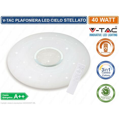 V-TAC VT-8405 PLAFONIERA LED 40W FORMA CIRCOLARE EFFETTO CIELO STELLATO CON TELECOMANDO - SKU 14941