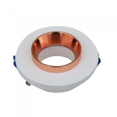 V-TAC VT-862 3123 Portafaretto LED da Incasso Rotondo GU10 Corpo in Gesso Bianco ed Interno in Metallo Oro Rosa