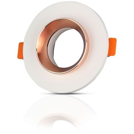 V-TAC VT-862-MRP Portafaretto LED da Incasso Rotondo GU10 e GU5.3 (MR16) Corpo in Gesso Bianco e Metallo Rosa Dorato - SKU 3123