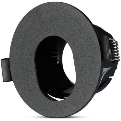 V-TAC VT-874 8596 Portafaretto LED da Incasso orientabile Rotondo con Foro Ovale GU10 Colore Nero con Interno Nero