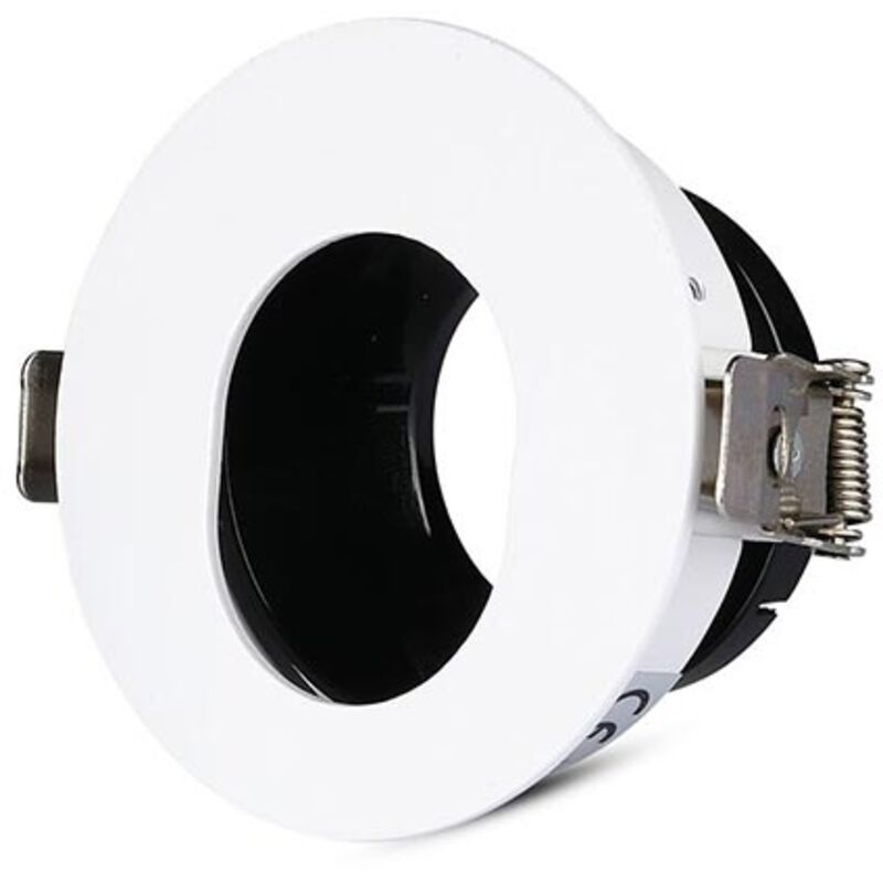 Support de spot encastré led GU10 rond et réglable V-tac avec trou ovale, couleur blanche avec intérieur noir