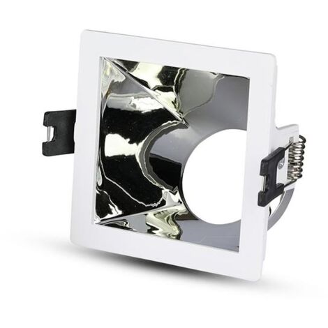 V-TAC VT-875 Plafond carré blanc+chrome pour Spotlights LED GU10-GU5.3 - SKU 3168