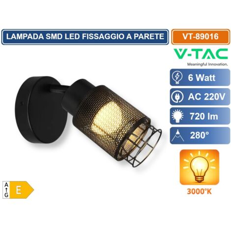 V-TAC VT-89016 LAMPADA LED A PLAFONE 6W CON FARETTO ORIENTABILE COLORE NERO