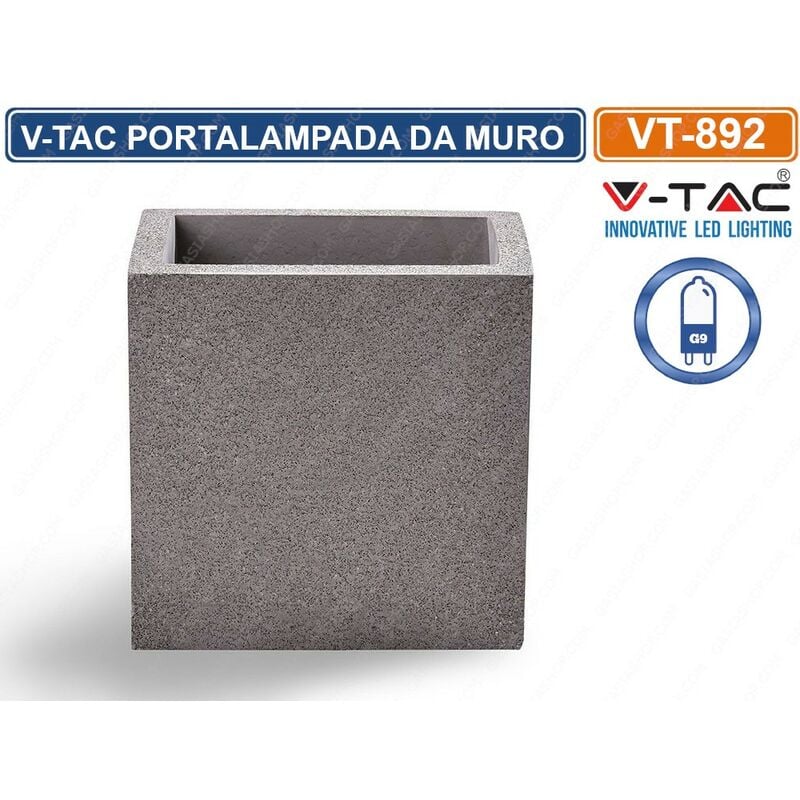 Image of VT-892 applique portalampada da muro concrete wall fitting grigio chiaro per lampadine G9 - sku 8693 - V-tac
