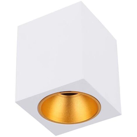 V-TAC VT-979 Plafonnier LED montage en surface carré GU10 couleur blanche et réflecteur or sku 6692