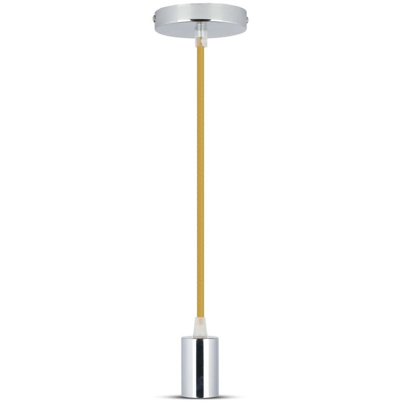 VT3794 High Quality E27 Chrome Metal Cup Pendant Light Beige Wire (Vt-7338) - V-tac